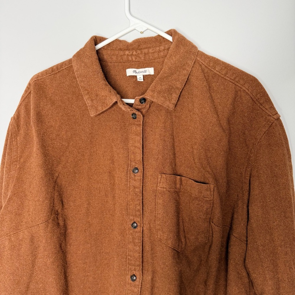 Madewell Mens 2X Rust Brown Flannel Button Down Shirt Cotton Long Sleeve Pocket